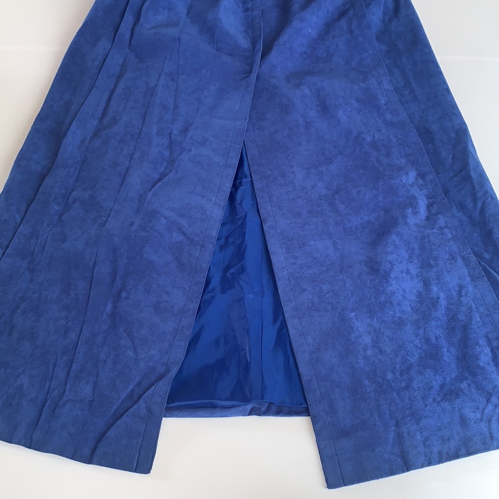 A Trigere Coat Vintage Suede Coat Long Open Soft Blue Size Large - Picture 12 of 13